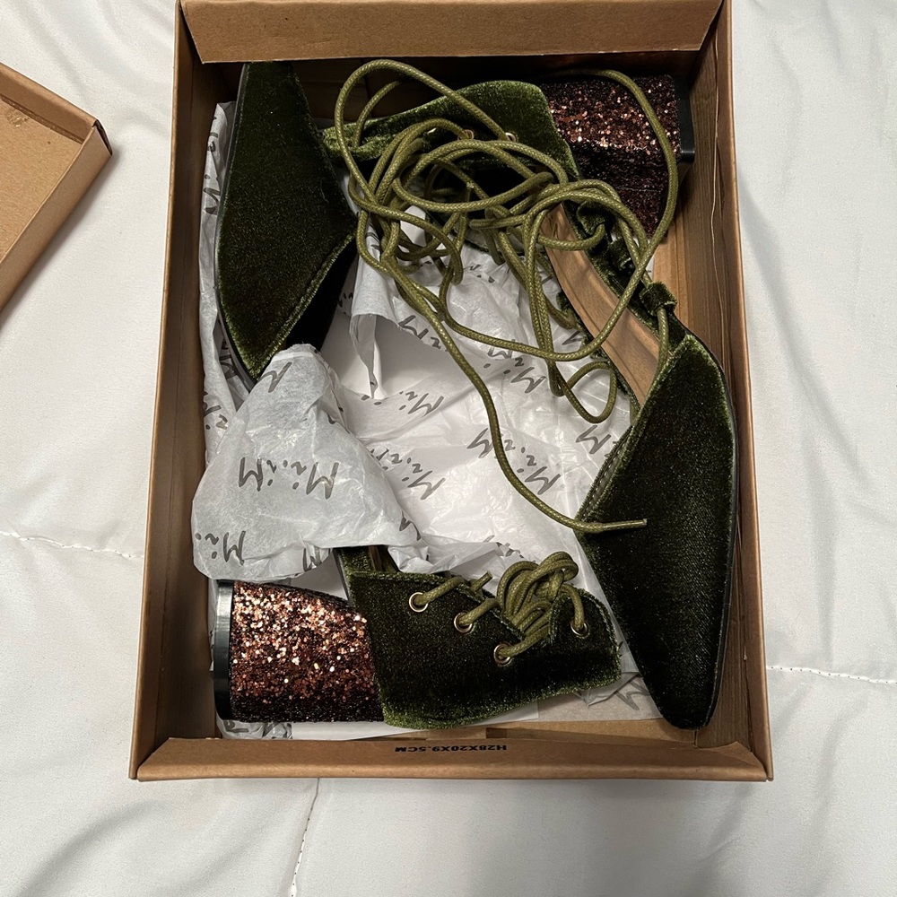Olive green strappy heels